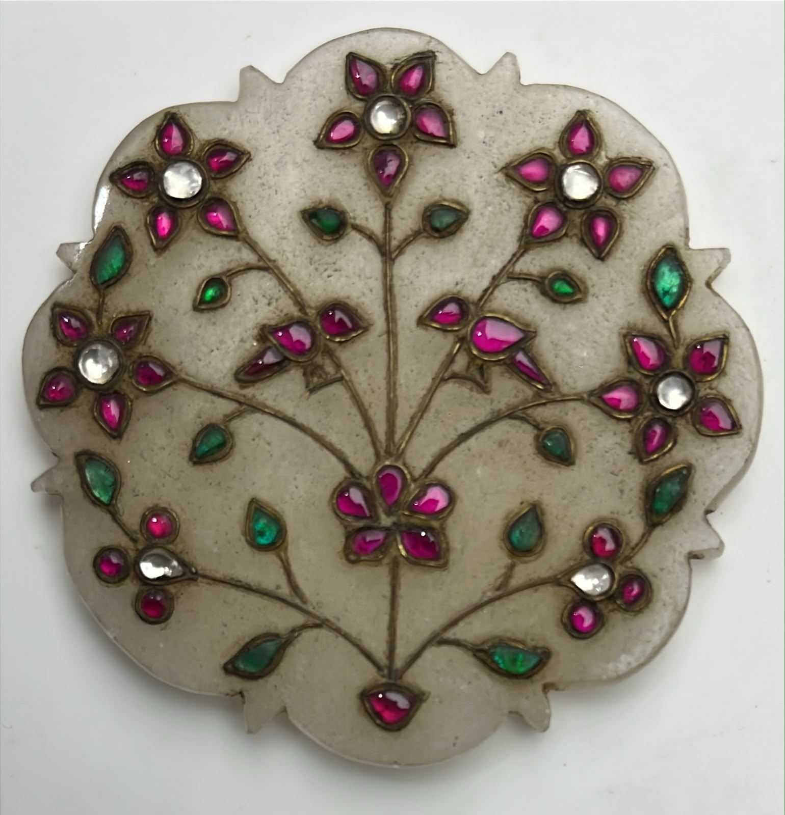 Mughal handmade islamic jade stone studded pendant
